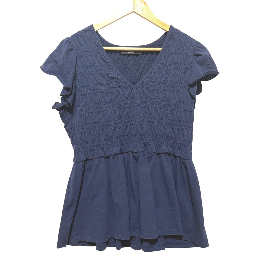 Y2K Lane Bryant Babydoll Top 14/16 Smock Ruffle Flutter‎ Sleeve Peplum Cottage